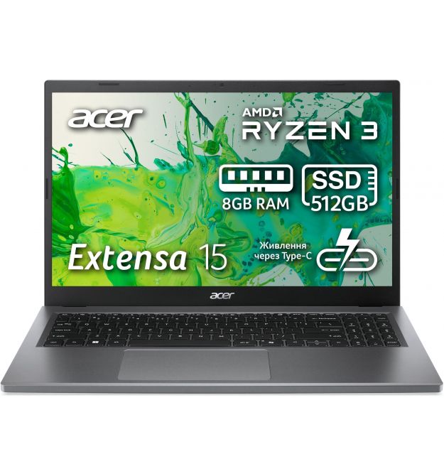 Acer Ноутбук Extensa EX215-24 15.6" FHD IPS, AMD R3-7320U, 16GB, F512GB, UMA, Lin, серый