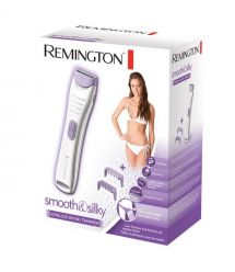 Remington Триммер для тела и интимных зон Smooth&Silky, акум., насадок-2, для женщин, кейс , сталь, фиолетовый