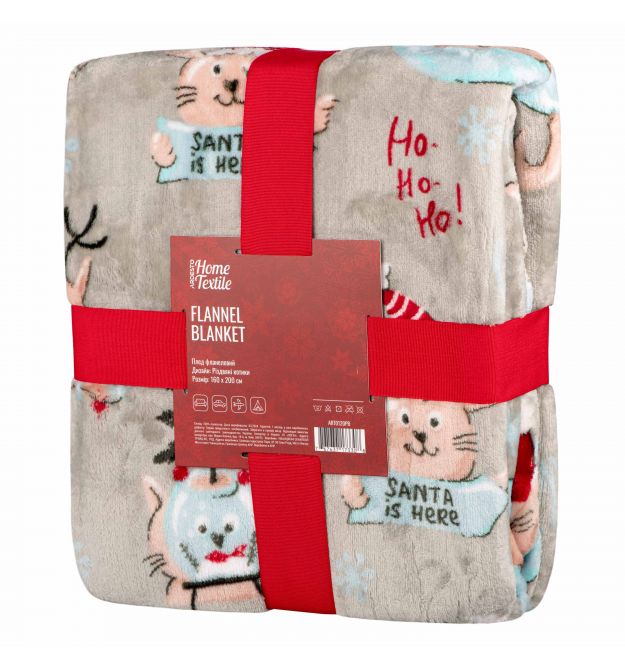 ARDESTO Плед Flannel 160х200см, 100% полиэстер, рождественские котики