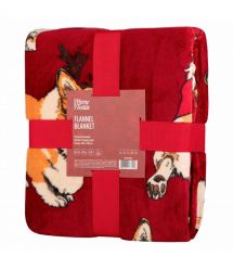 ARDESTO Плед Flannel 160х200см, 100% полиэстер, рождественские корги