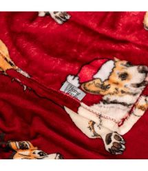 ARDESTO Плед Flannel 160х200см, 100% полиэстер, рождественские корги
