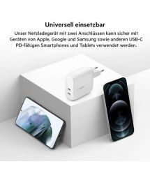 Belkin Зарядное устройство сетевое 40Вт 2хUSB-С PD, белый