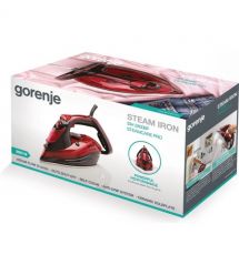 Gorenje Утюг, 2800Вт, 350мл, паровой удар -100гр, верт. отпаривание, антинакипь, автоотключение, керам. подошва, красный