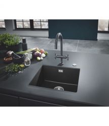 Grohe Мойка кухонная K700U, гранит, прямоуг., без крыла, 457x406x203мм, чаша - 1, врезная/под столешницу, черный гранит