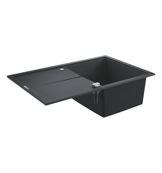 Grohe Мойка кухонная K400, гранит, прямоуг., с крылом, 780x500x205мм, чаша - 1, врезная, черный гранит