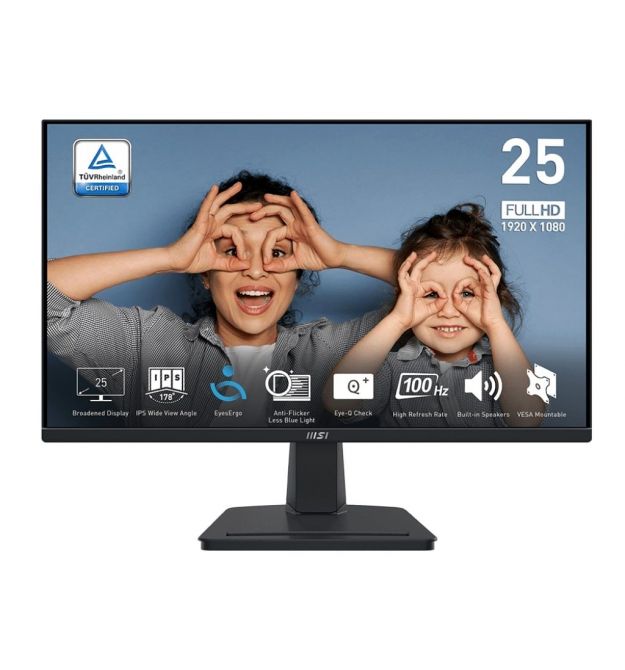 MSI Монитор 24.5" PRO MP251 D-Sub, HDMI, MM, IPS, 100Hz, 4ms, sRGB 101%