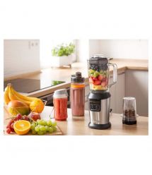 Sencor Блендер для смузи стационарный, 800Вт, 4 емкости, чаша-900мл, стекло, мельница для кофе, серый