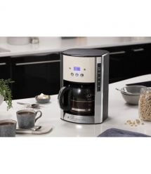 Russell Hobbs Кофеварка капельная Luna Stone, 1.5л, молотый, LED-дисплей, подогрев чашек, черно-серебристый