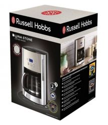 Russell Hobbs Кофеварка капельная Luna Stone, 1.5л, молотый, LED-дисплей, подогрев чашек, черно-серебристый