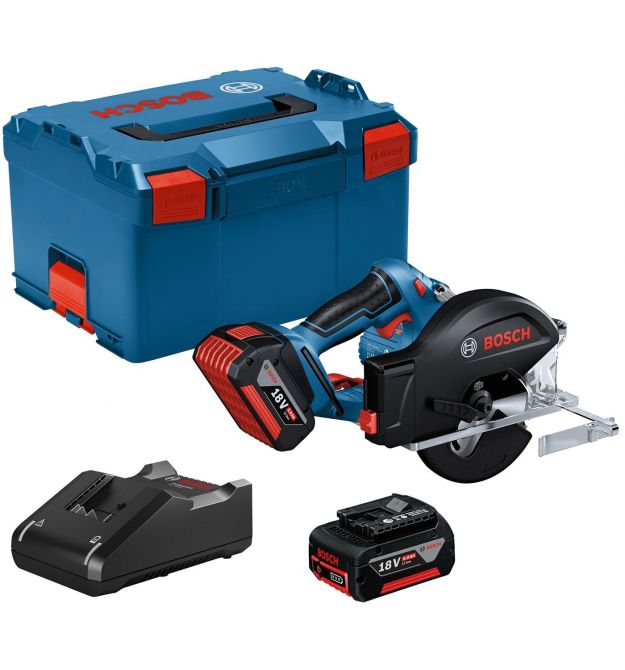 Bosch Пила дисковая GKM 18V-50 аккумуляторая, 2*18 В 5 Ач, 136 мм, 4250 об/мин, 2.2 кг