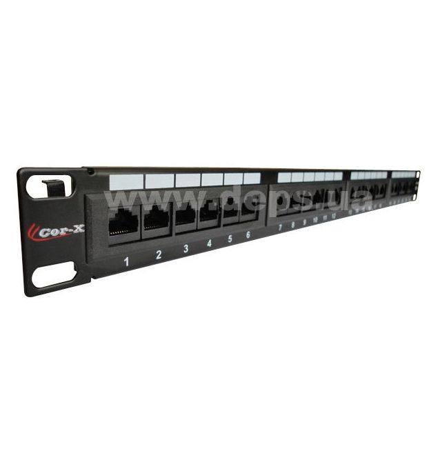 Патч-панель Cor-X 19" 1U 24 порти RJ45 Cat 5E UTP