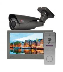 Комплект відеодомофона Light Vision з відеокамерою: домофон 7" AMSTERDAM FHD Grey, ві