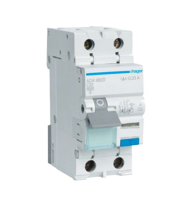 Дифавтомат 1P+N, 6kA, C-32A, 30mA, A Hager ADA982D