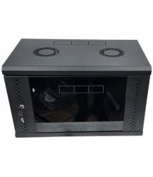 Шкаф EServer 6U 600х500х370 стекло, черная