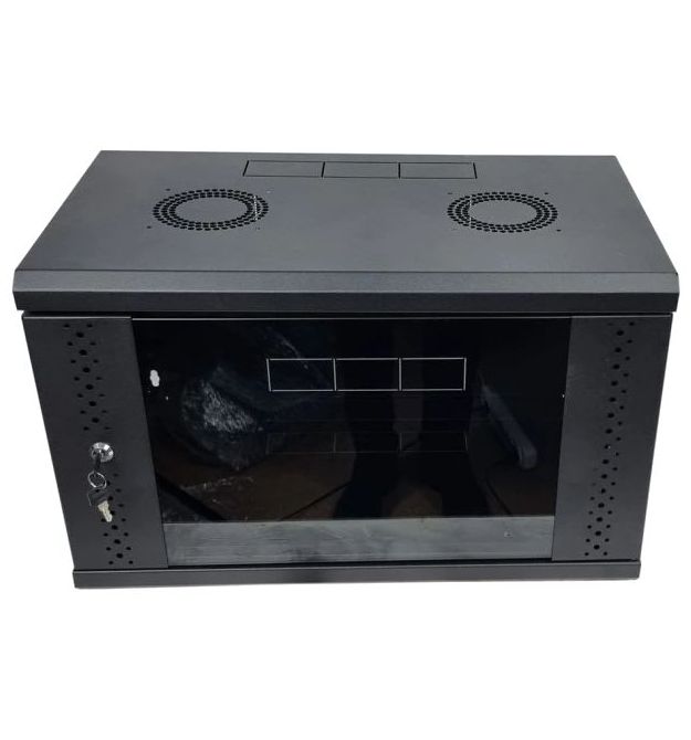 Шкаф EServer 6U 600х500х370 стекло, черная