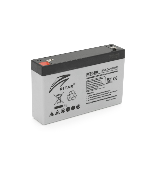 Акумуляторна батарея AGM RITAR RT680, Gray Case, 6V 8Ah (151х34х94 (100)) Q10
