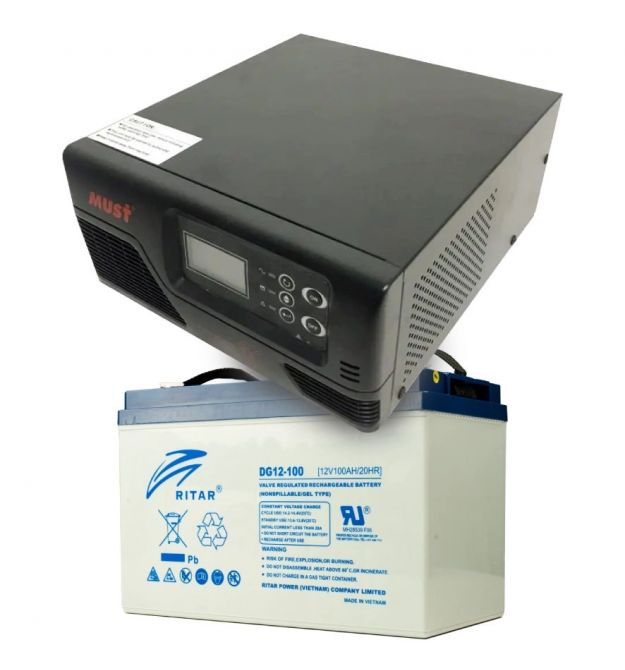 Комплект ИБП+АКБ MUST EP20-R600W + 12V 100Ah DG12-100