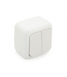 Вимикач подвійний ViKO Palmiye зовнішнього монтажу, вологозахищений IP54, AC:110-250V, 10A, White