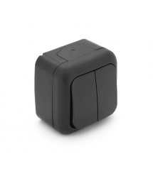 Вимикач подвійний ViKO Palmiye зовнішнього монтажу, вологозахищений IP54, AC:110-250V, 10A, Black