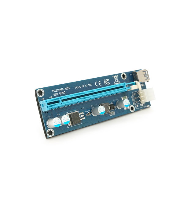 Плата PCE164P-N03 (VER006C) Riser PCI-EX, x1-x16, USB 3.0, DC12V(PCI-E - 6pin), конденсатори 270, VER006C,Пакет