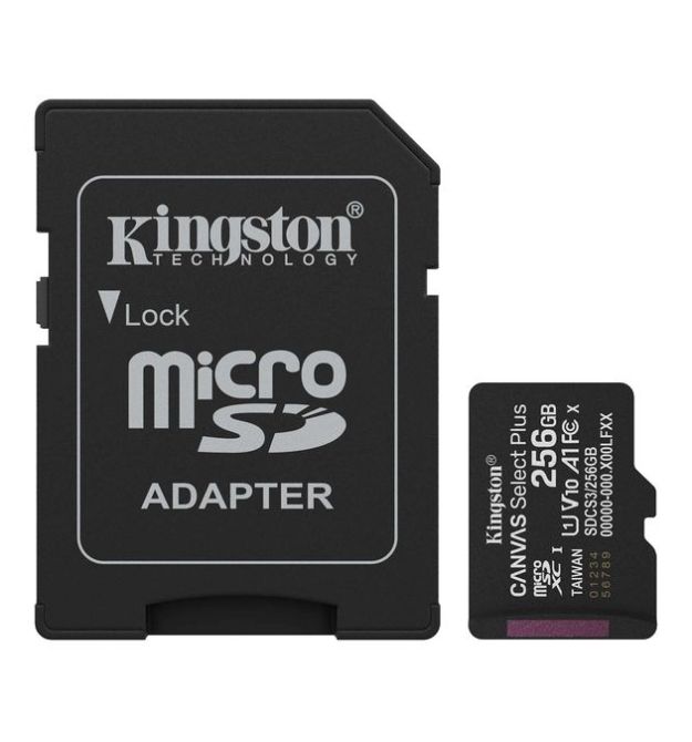 Карта памяти Kingston microSD 256GB C10 UHS-I A1 V10 R150MB/s + SD