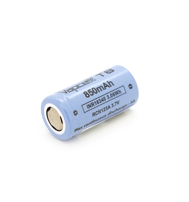 Акумулятор 16340 - CR123 Li-Ion Vapcell T8 Button Top, 850mAh, 3A, 4.2 - 3.6 - 2.5V, Purple