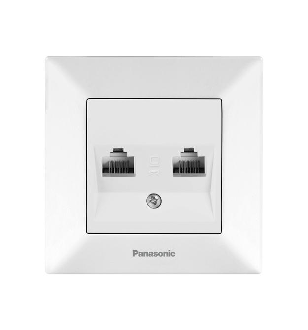 Розетка Panasonic Arkedia Slim комп&aposютерна подвійна RJ45 CAT6e, білий