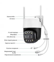IP PTZ-відеокамера з WiFi 8Mp+8Mp Light Vision VLC-9284WI10Z-2C (Camhi Pro) f-3.6mm+8mm, ІЧ+LED-підсвічування, з мікрофоном
