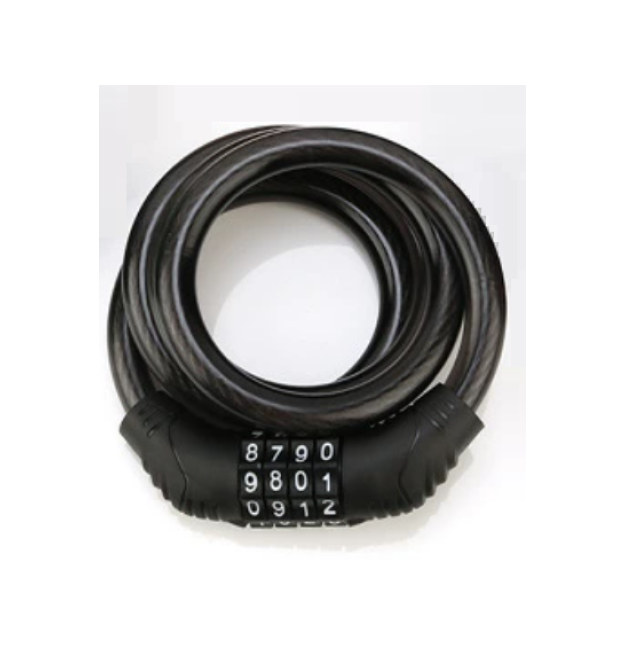 Замок велосипедний тросовий кодовий Smja-115, довжина 10*1150мм, АBS - сталевий дріт, Black