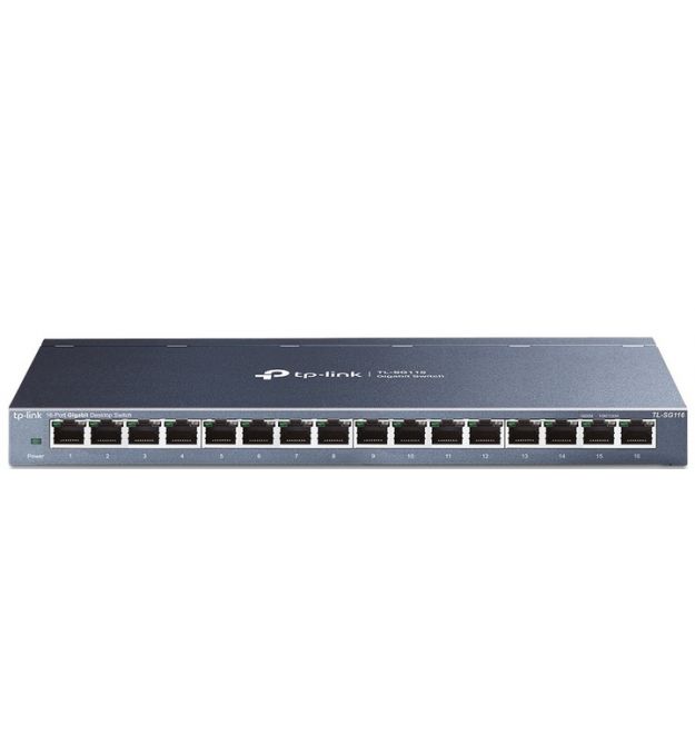 TP-Link Коммутатор TL-SG116P 16xGE (16xPoE), 120Вт, Неуправляемый