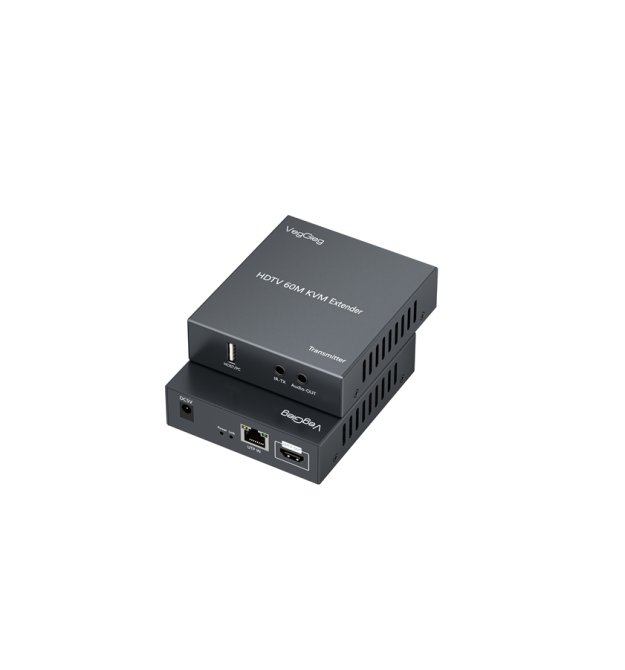 Активний VEGGIEG V-HD010 KVM HDMI 2*1 спліттер 60m, HDMI 1080P, USB &ampamp Audio Support, Grey, Box