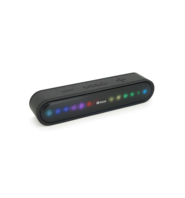 Колонка Kisonli LED-915 Bluetooth 5.0, 2х5W, 1200mAh, USB - TF - BT - FM - AUX, DC: 5V - 1A, Black, BOX, Q30