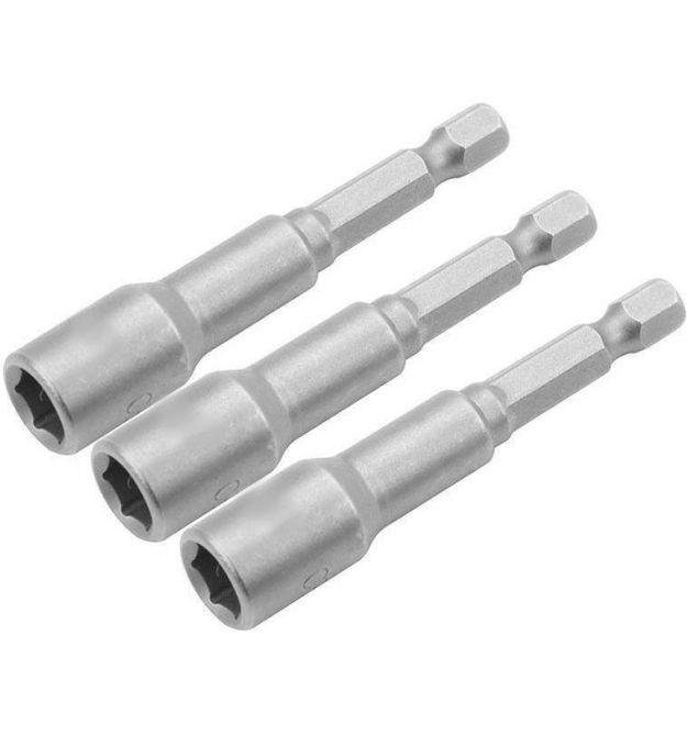 Tolsen Головки торцевые магнитные, набор 3шт, 1/4"х65мм, 7мм, стали 40Cr