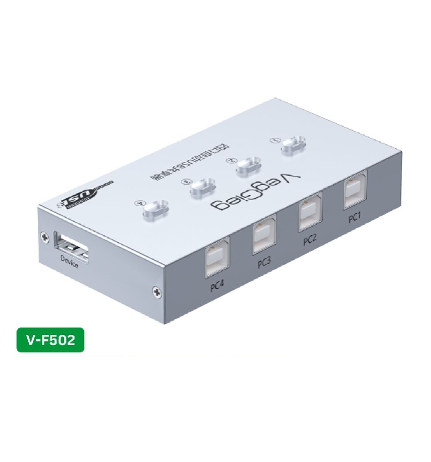 Комутатор VEGGIEG V-F502 USB 2.0 - 4BM. PC to Scanner Printer Sharing Switch (потрібний драйвер), Box