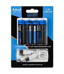 Аккумуляторная батарейка SEVEN AA 1.5V Li-ion 4 шт