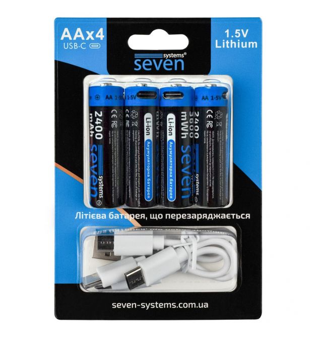 Аккумуляторная батарейка SEVEN AA 1.5V Li-ion 4 шт