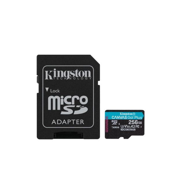 Карта пам'яті Kingston microSDXC 256GB Canvas Go! Plus G4 Class 10 UHS-I U3 V30 A2 + SD-адаптер (SDCG4/256GB)