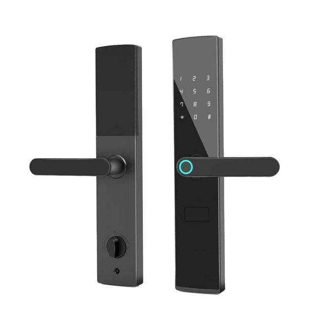 Замок біометричний автономний Trinix TRL-7704WF Black L-R з Wi-Fi, зчитувачем відбитків пальців і карт Mifare