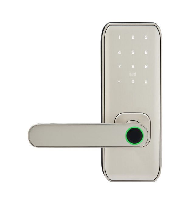 Замок біометричний автономний Trinix TRL-5406BTF Silver L-R з Bluetooth, зчитувачем відбитків пальців і карт Mifare