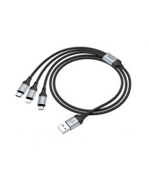 Кабель HOCO X102 USB-1 3 in 1 Micro - Iphone - Type-C, 2A, довжина 1м, Black, Box