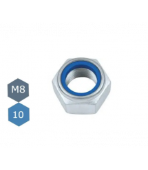 Гайка М8 самоконтряща з нейлоновим кільцем клас міцності 10.0 DIN 985