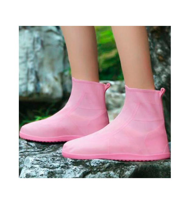 Латексні бахіли від води та бруду, потовщені, силіконові, р.37-39, рожеві