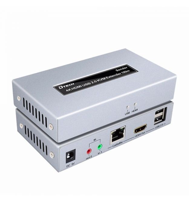 Подовжувач 4K HDMI і USB 2.0 KVM 100m Dtech DT-7051