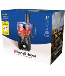 Russell Hobbs Кухонная машина Desire Matte Charcoal, 600Вт, чаша-пластик, корпус-пластик, насадок-4, черный