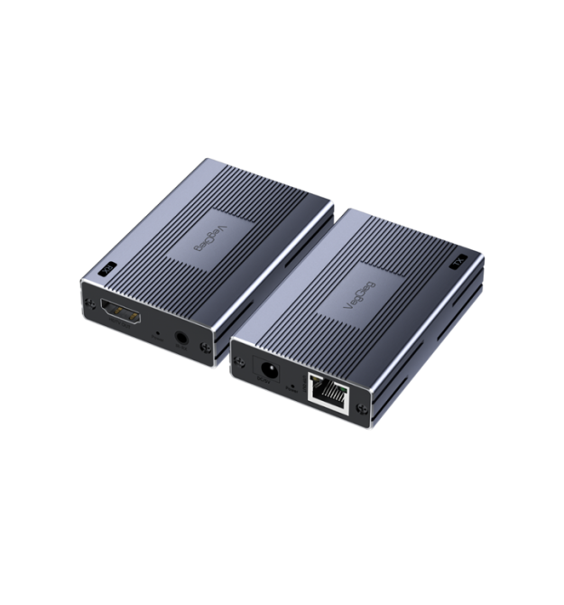 Активний VEGGIEG V-HE60 HDMI 2*1 конвертер 60m, HDMI 1080P, LAN CAT 5E - 6At, Grey, Box