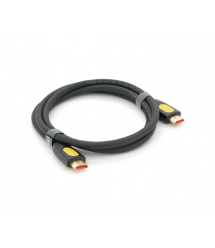 Кабель VEGGIEG V--H203 HDMI-HDMI 4K Premium, 1.5m, v2,0, OD-4.0mm, круглий, Black, конектор Black-Yellow, Пакет