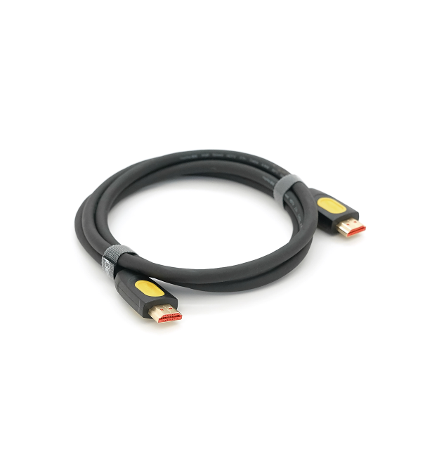 Кабель VEGGIEG V--H203 HDMI-HDMI 4K Premium, 1.5m, v2,0, OD-4.0mm, круглий, Black, конектор Black-Yellow, Пакет