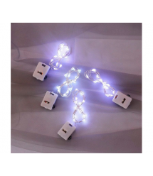Гірлянда 20LED, 1 режим, 3 метри, прозора ізоляція, живлення від 3*АА, White