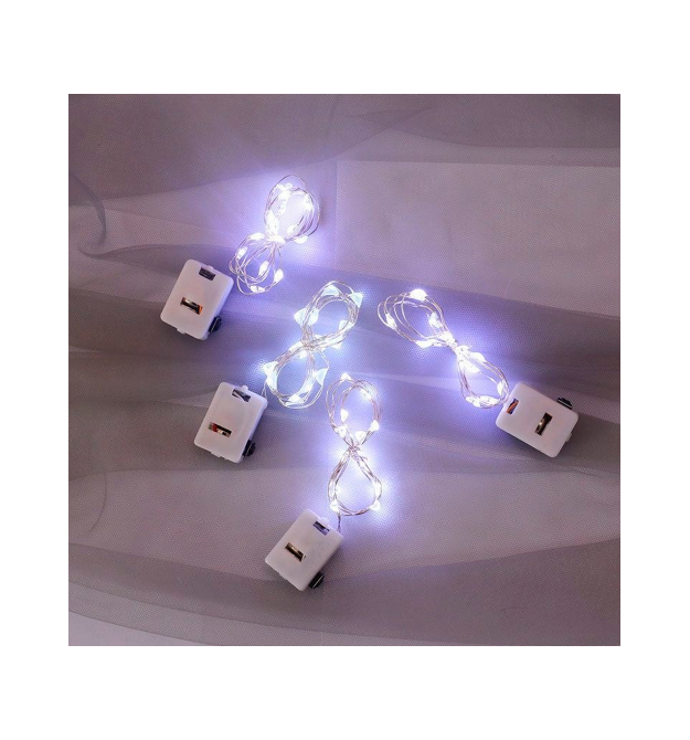 Гірлянда 20LED, 1 режим, 3 метри, прозора ізоляція, живлення від 3*АА, White