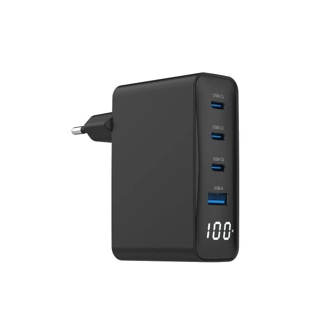 Зарядное устройство Gembird TA-UC-PDQC100LCD-01-BK PD 100W